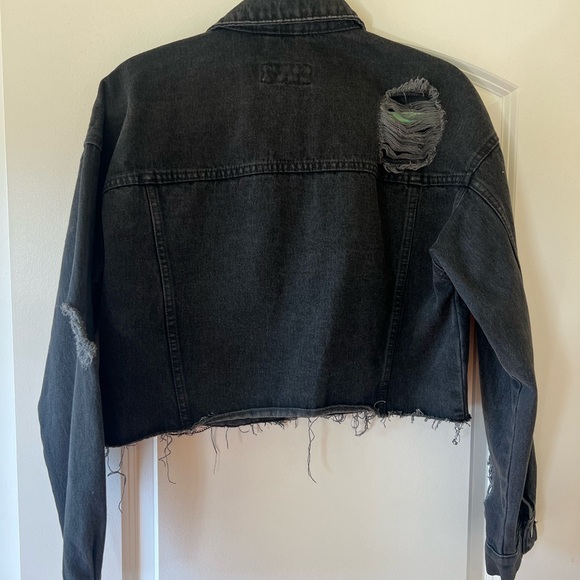 Forever 21 Black Distressed Denim Jacket - Picture 2 of 4